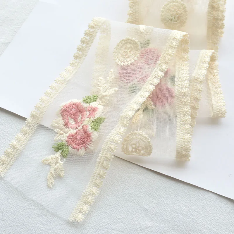 9CM Embroidery Rose Flower 1 Meter Lace Handmade diy Hairpin Material Homemade Bow Headwear Accessories