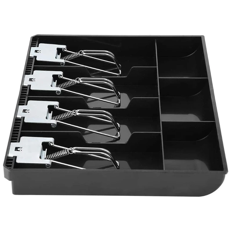  Cash Drawer Register Insert Tray Replacement Cashier with Metal Clip 4 Bills 3 Coins for Petty Cash Money Storage Box