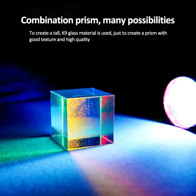 1Pc 12.7x12.7mm Cubic Science Cube Optical Prisma fotografia z sześciokąta pryzmat dekoracji domu pryzmat szkła, kolor dziecko prezent
