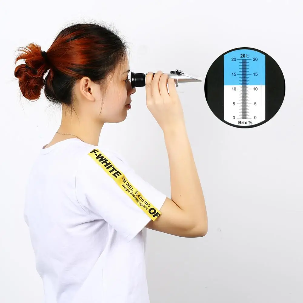 Yieryi Hand-held Brix Refractometer 0-20% Sugar Meter Refractometer Digital Sugar Testing Tool for Honey,food,fruit Juice