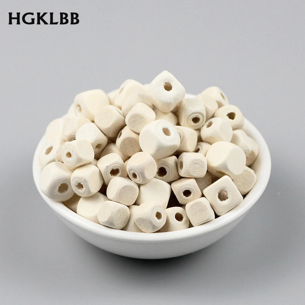 HGKLBB 50-100pcs 8/10mm Natural Square Wooden Beads Eco-Friendly Spacer Loose Beads Jewelry for Making Wooden Bracelet Toys DIY