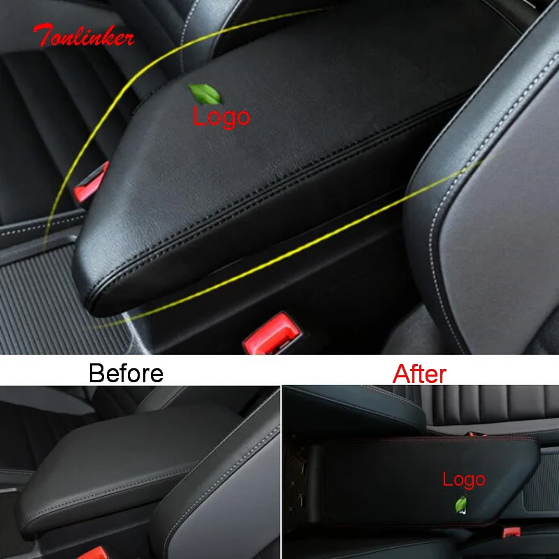 

Tonlinker Interior Armrest Anti-dirty Cover Stickers for Volkswagen Jetta MK7 2019-20 Car Styling 1PCS PU Leather Cover Stickers