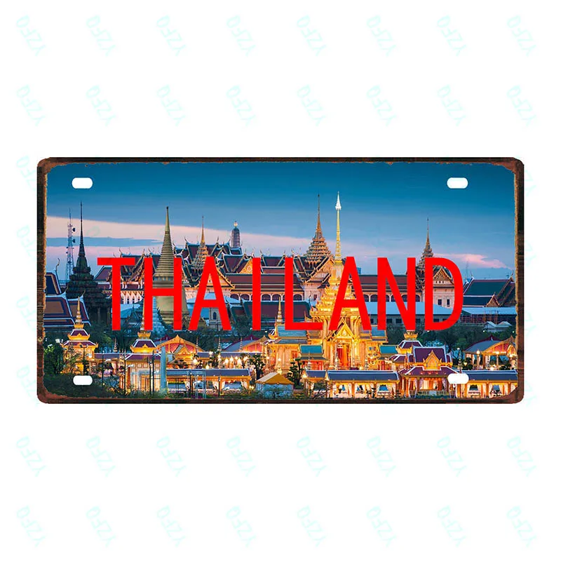 France Poland Thailand Tin Plate Travel Souvenir Poster Vintage Metal Sign For Wall Art Shop Bar Home Decor 30X15CM DC-0