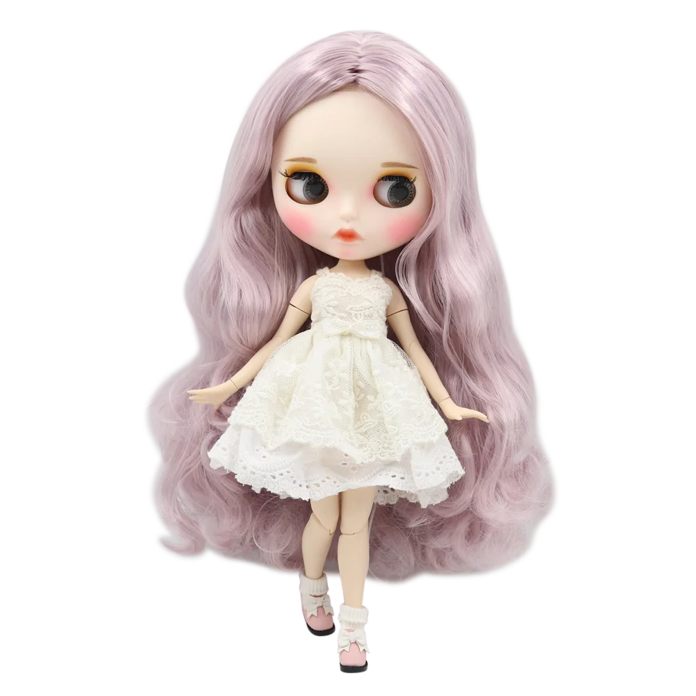 

ICY Factory 1/6 bjd joint body light purple long curly hair matte face with eyebrows Lip gloss Neo 30cm DBS doll gift toy