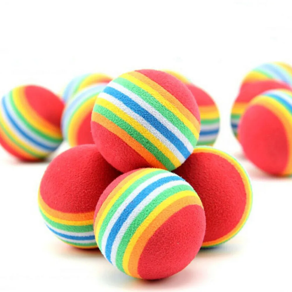 Bolas de esponja de espuma para niños, juguete divertido de Material EVA de Color arcoíris, juegos al aire libre, 5 uds., 28,5mm, G0183