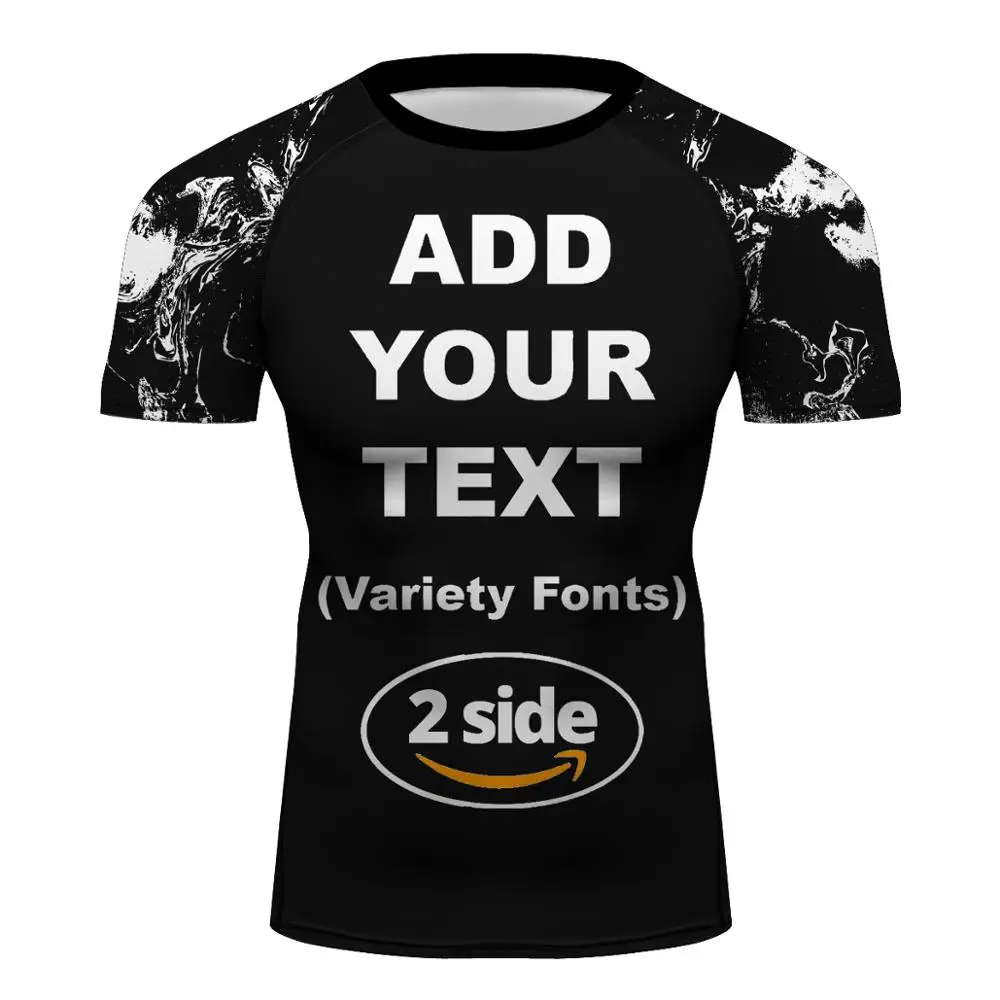 Customized & Personalized Text Short Sleeve Athletic Tees Running Baselayer Training Rash Guard, MMA, BJJ, No-Gi, Cross