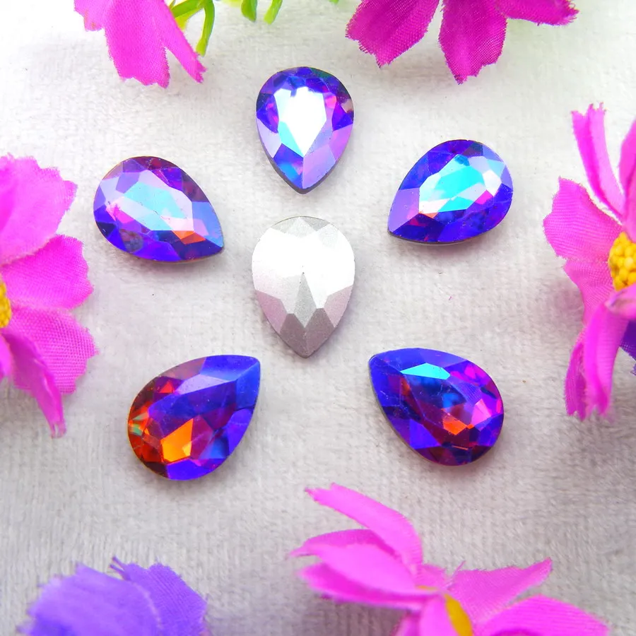 AB Farben 7 Größen Wassertropfen Tränenform Glas-Kristalle zum Aufkleben Strass-Ornament DIY-Verzierung – Detail 8