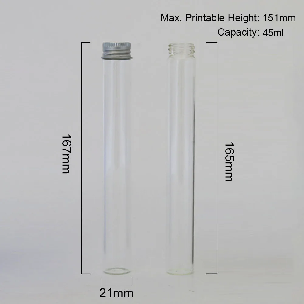 20 x 45ml Empty Clear Screw Neck Glass Bottle with Aluminum Lids 45 cc  Glass Tube Container with Aluminum  Cap glass vial