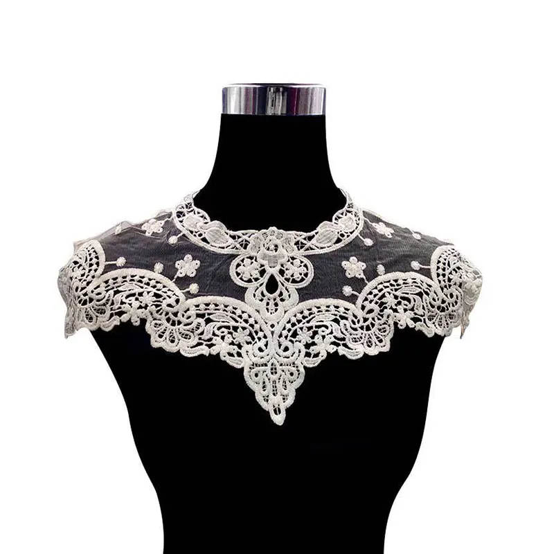 White Black Lace Flower Neckline Collar Lace Fabric Applique for Dress Sewing on Collar Garment Accessories Scrapbooking