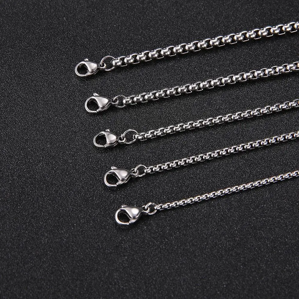 Skyrim Fashion 60cm Long Box Chain Necklace Stainless Steel Statement 2-4mm Thick Chains Jewelry Gift for Men Women Wholesale