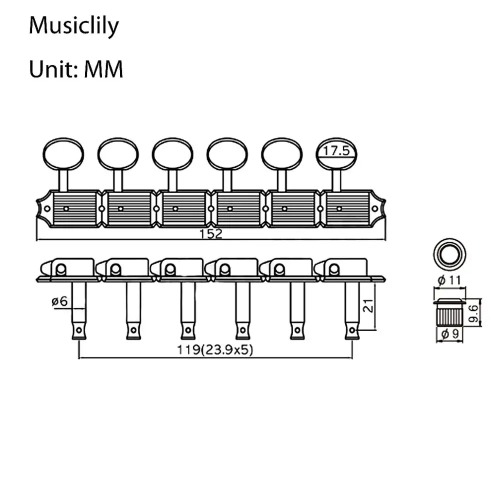 Musiclily Pro Vintage Guitar Tuners 6 in Line Machine Heads Tuning Pegs Keys Set for Squier Classic Vibe Fender ST/Tele, Gold