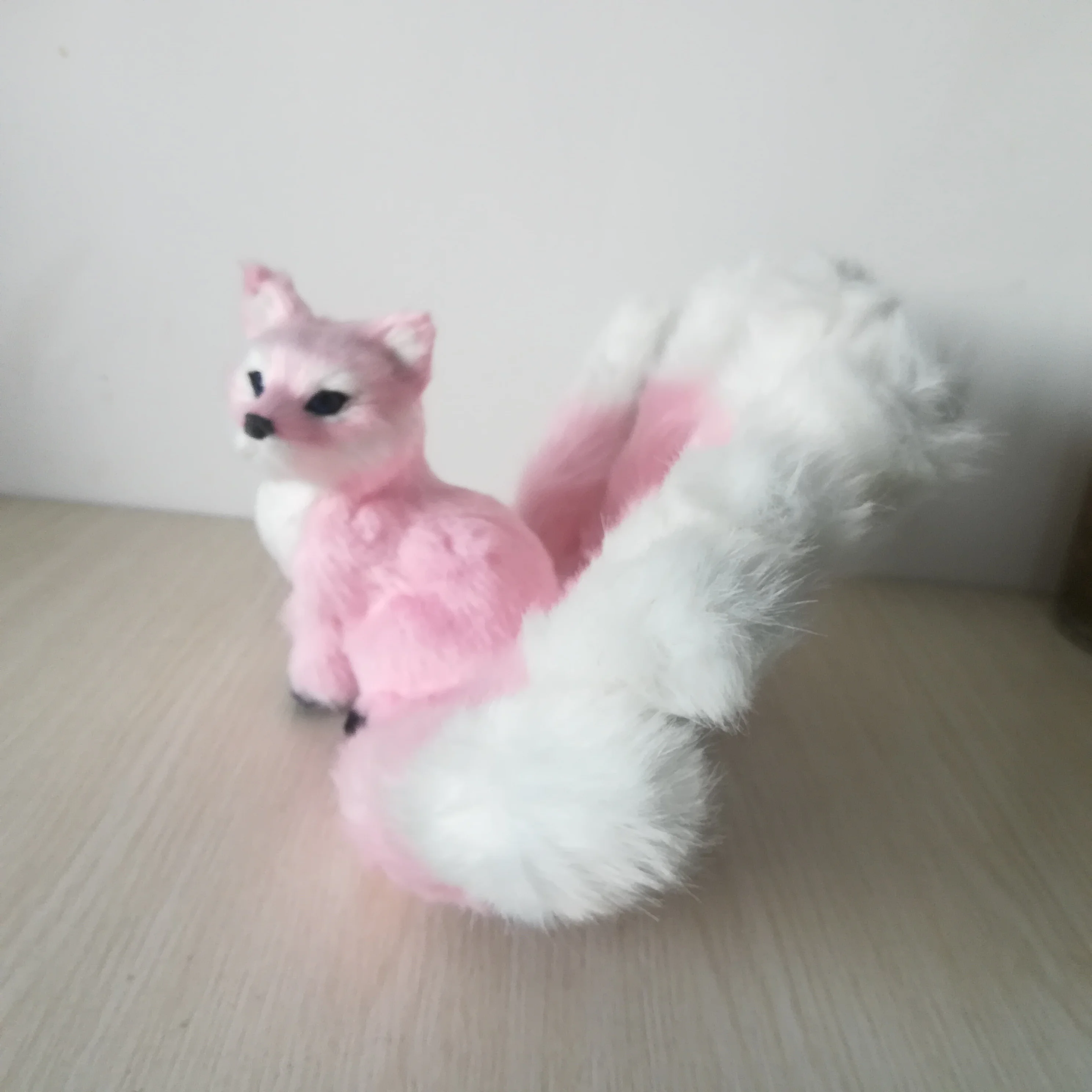 creative toy model large 28x15cm pink fox with nine tails polyethylene&furs fox model handicraft home decoration gift b0121