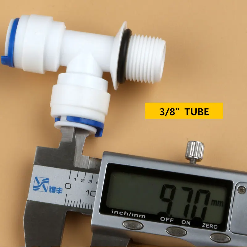 3/8 "Sisi Pria Benang Koneksi Cepat 3/8" Tabung Selang Sama dengan Tipe T Air Fitting dengan Cincin Penyegel Reverse osmosis Akuarium Tee