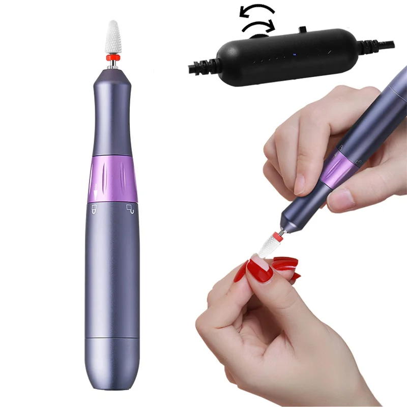 Electric Nail Drill Machine Portable USB Manicure Drill Machine 18000RPM Nail File Mill Cutter For Gel Polish Pedicure Tools