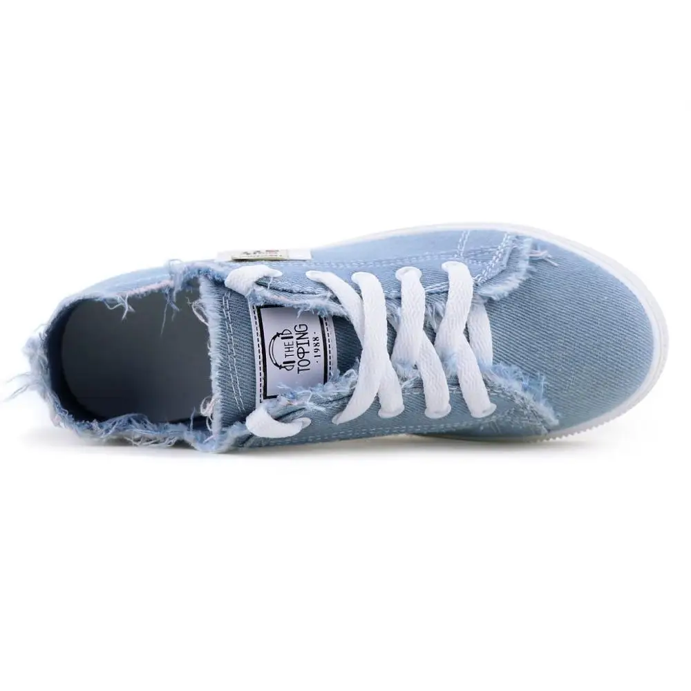 Girls Canvas Sneaker Shoes Spring Blue Black Lace Up Unisex Light Soft Vulcanized Shoes Fashion Women Canvas Shoes Plus Size