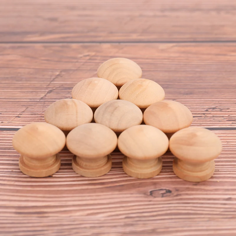 10pcs/lot Handles 2.4X2CM Natural Wooden Cabinet Drawer Wardrobe Knobs Door Pull Kitchen Handle Furniture Hardware