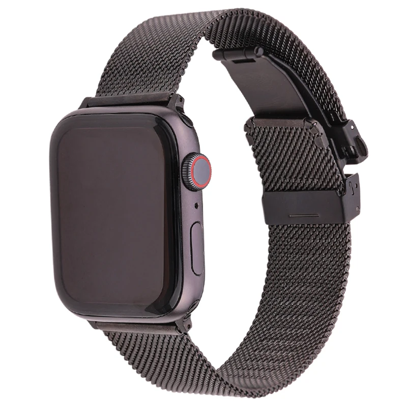 Milanese Loop Strap For Apple Watch Band  41mm 44mm 45mm 40mm Stainless Steel Silver Black Bracelet Iwatch Serie 3 4 5 6 Se 7