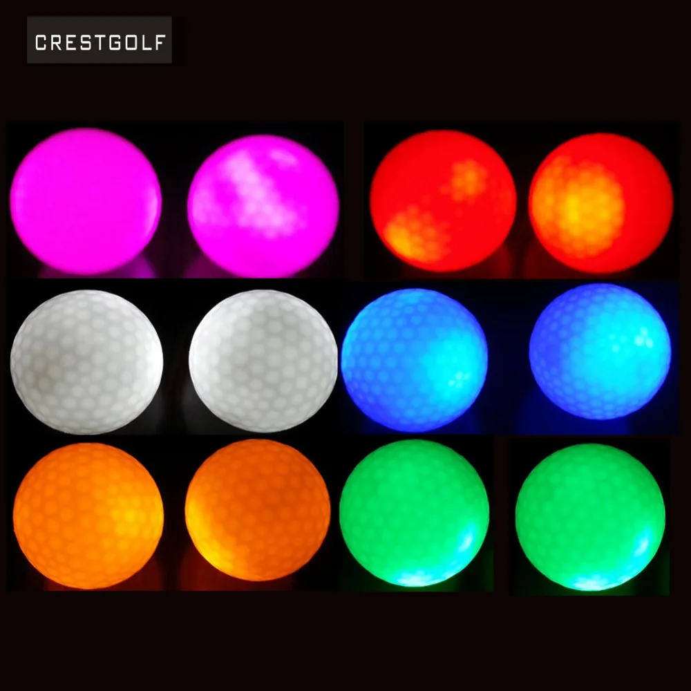 CRESTGOLF-LED Bolas De Golfe Para Treinamento Noturno, Bolas De Prática, Treinamento Noturno, 6 Cores, 3Pcs por Pacote