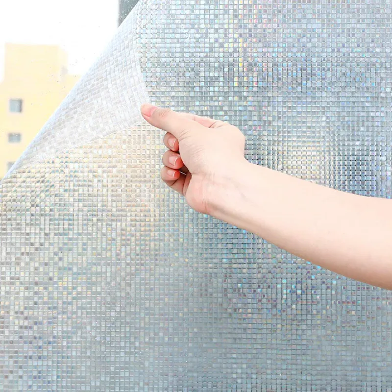 Small Mosaic Static Translucent Window Glass Sticker, Sliding Door, Toilet, Anti-Privacy Cover, Laser