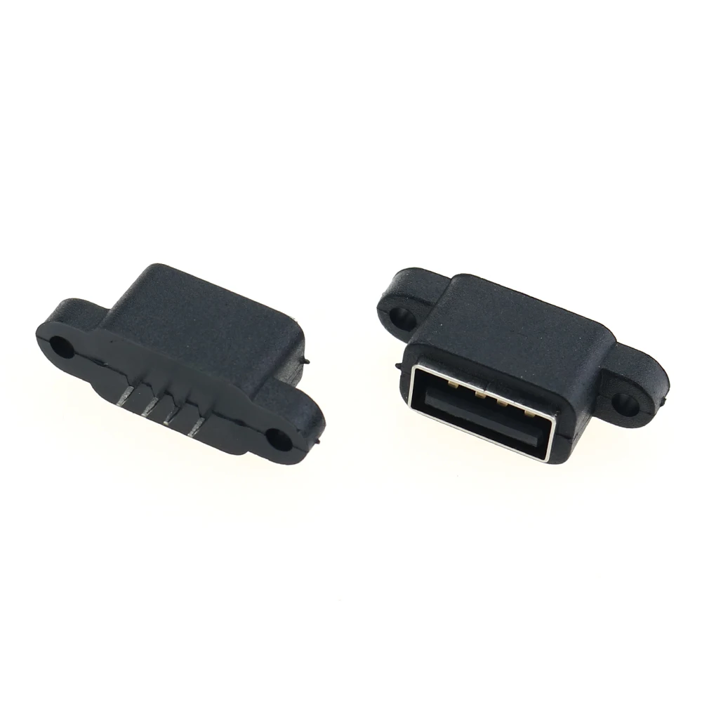 5pcs Waterproof USB 2.0 Charging Data Tail Plug-in USB Built-in Interface Port USB2.0 Connector Dock Jack Socket