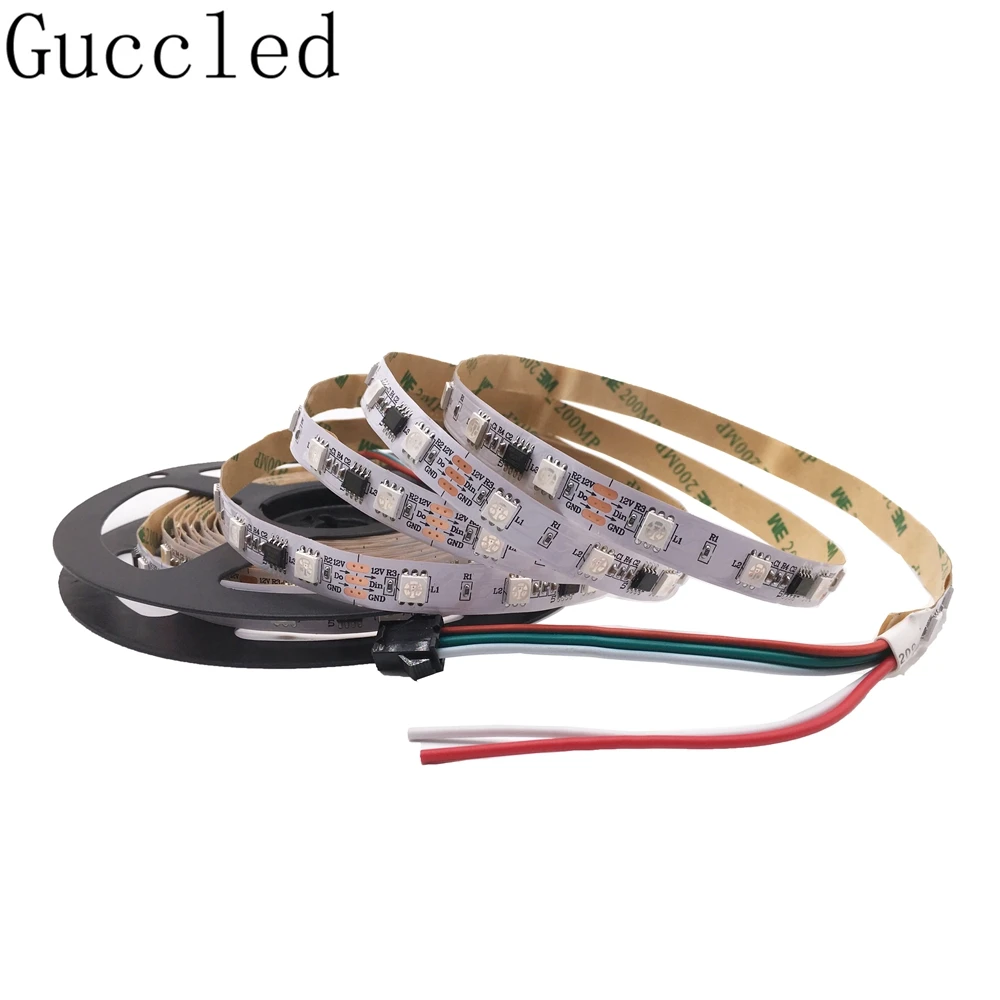 Imagem -04 - Endereçável Rgb Led Strip Lights Externo ic Control Leds dc 12v 5050smd 30 60leds m Ws2811