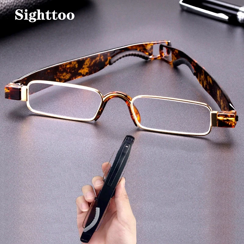 Sighttoo 360 Degree Rotation Portable Reading Glasses For Women Tr90 Anti-blue Light Folding Glasses Pocket Reader Foldable Men