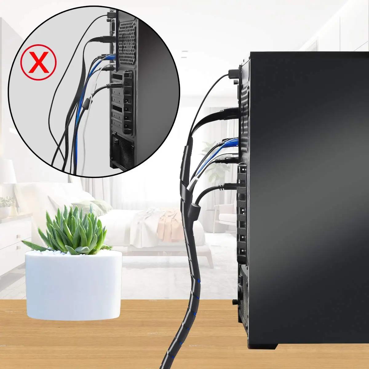 5-40 Meters Spiral Cable Wrap Spiral Wire Wrap Cord Wrapping for Computer Electrical Wire Organizer Sleeve Hose RoHS Black Clear