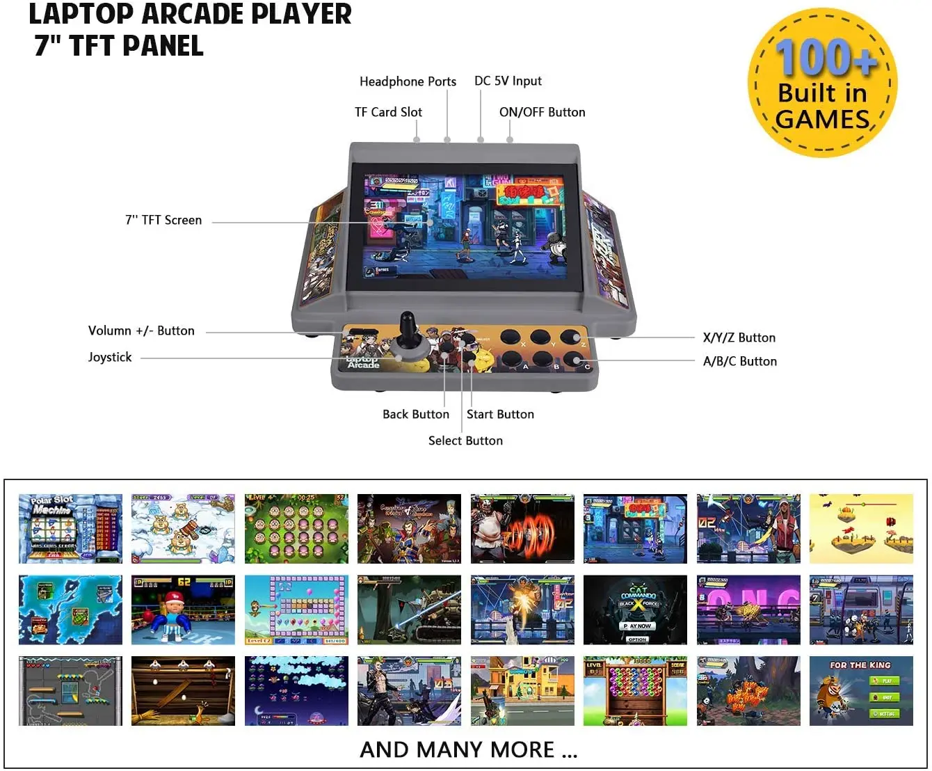 Console do jogo de vídeo construído em 111 jogos 7 Polegada hd tela arcada handheld jogos consola para o sistema android apoio extra cartão tf