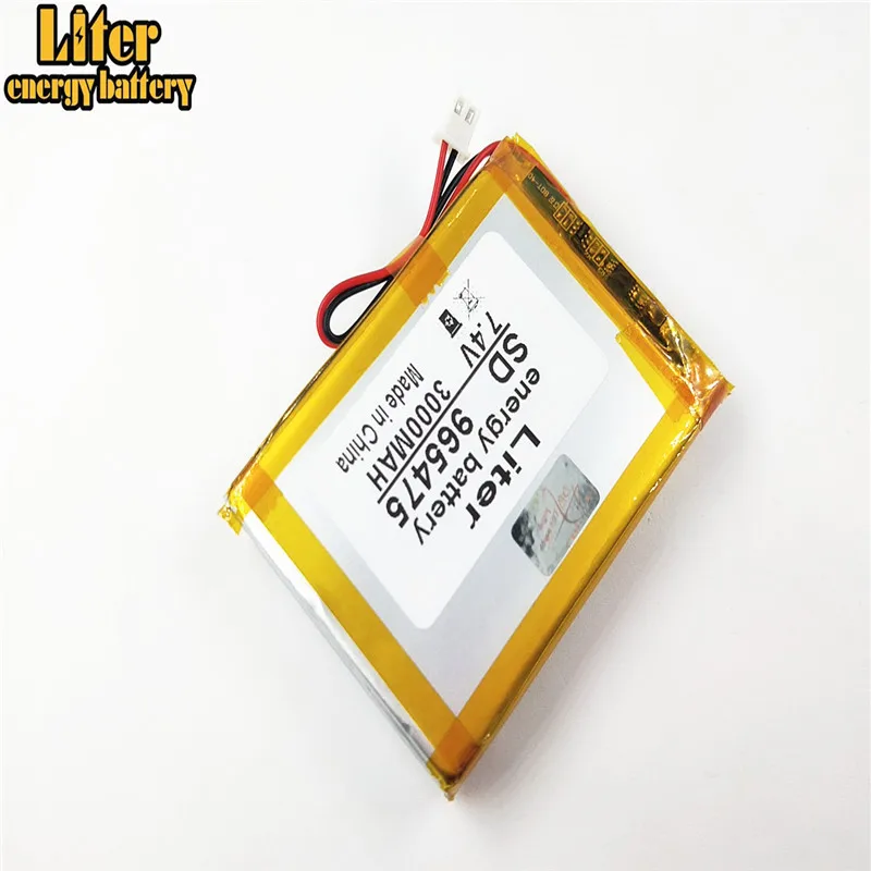 XH2.5-2P connector 7.4V 3000mAh 965475 Li-polymer battery for tablet pc cell DVD phone POWER BANK Android Phone satellite finder