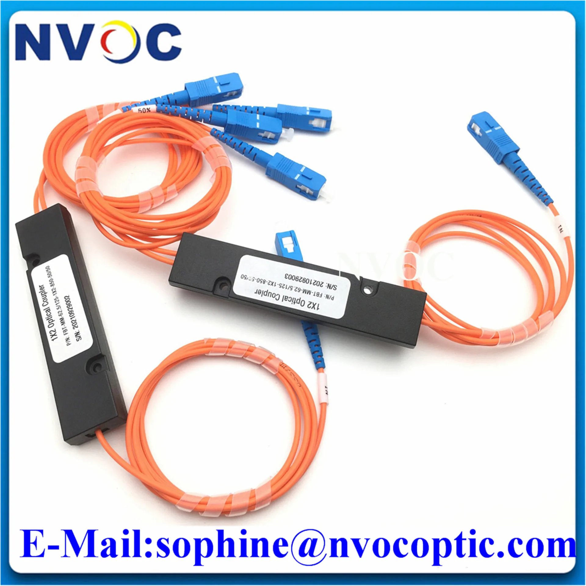 2Pcs 1x2 MM FBT Coupler,850nm 50/50 Ratio 90*20*10 ABS Box 3.0mm 1*2 Multimode Fiber Optic Splitter with SC/FC/ST/LC