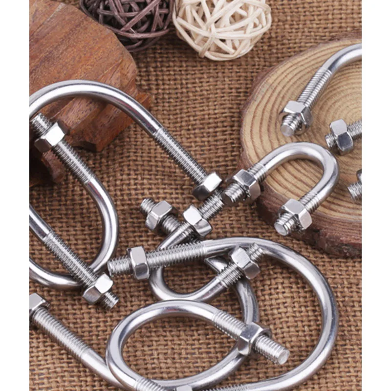 Parafusos m6 304 de aço inoxidável tipo u com porcas, cavalo com argola em u, 1 peça