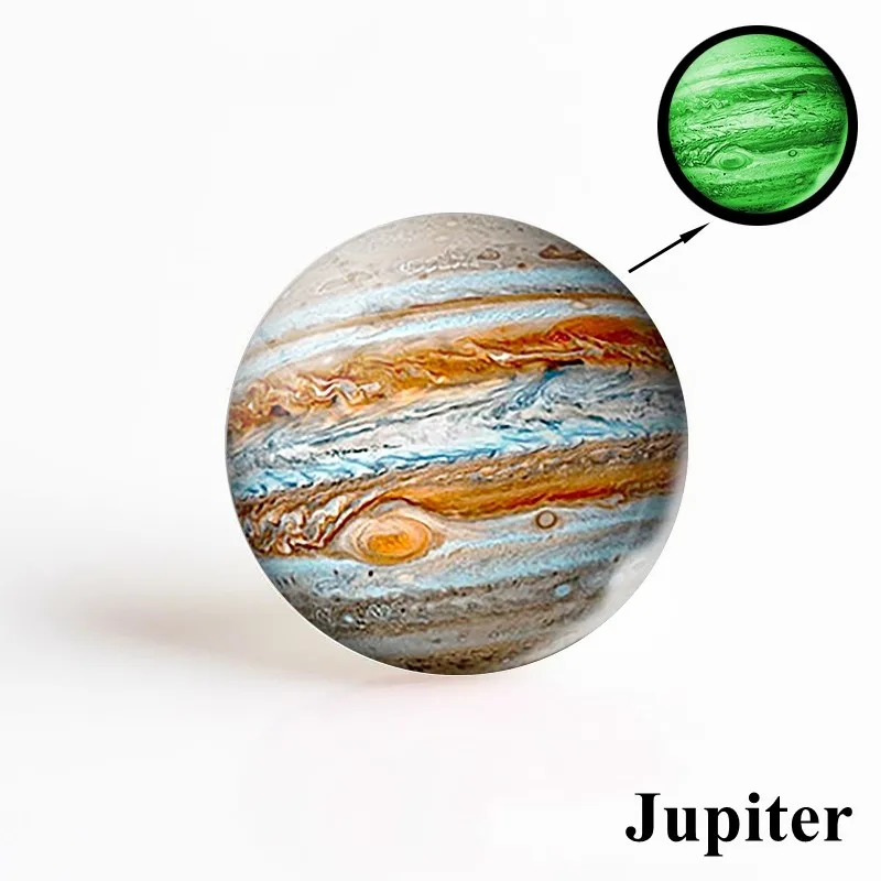 1PCS Glow In The Dark Solar System Planet Moon Earth Picture Round Glass Cabochon 12/16/20/25/30/40MM Diy Jewelry Accessories