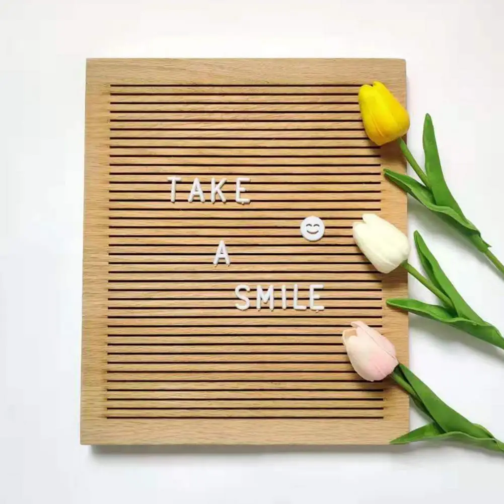 1 Set Practical Message Board Wooden Frame Reminder Changeable Characters Board Oak Felt Letter Message Board Office Decor