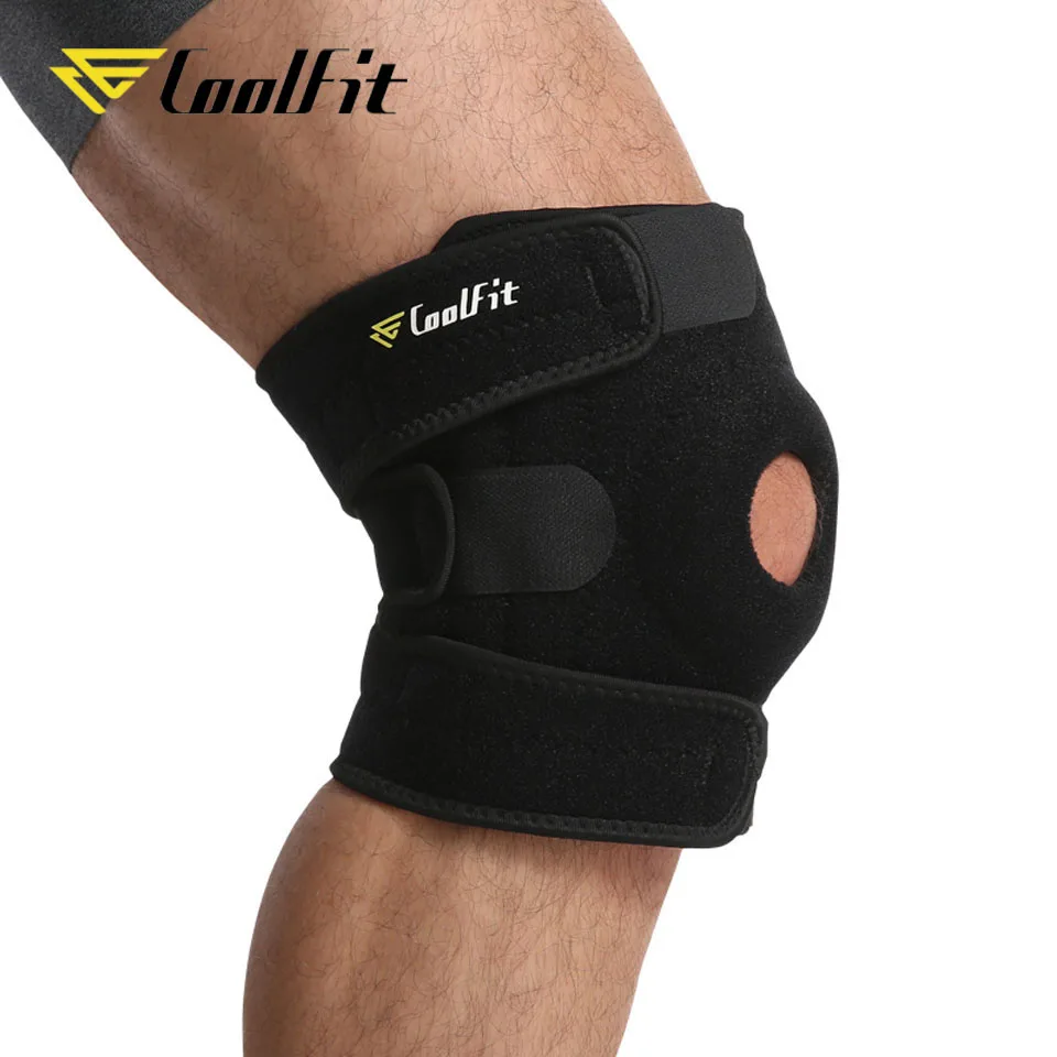 CoolFit 1PCS Knee pad Brace Knee Support with silicone pad springs straps for Running Gym Sport workout basketball