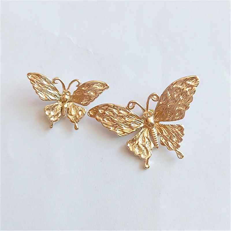 10pcs/lot Alloy Golden Butterfly Pendant Buttons for diy Handmade Hair Jewelry Accessories Brooch Bag Shoes Box Mobile Phone