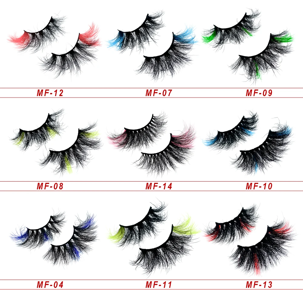 Wholesale 10/20/50/100 Pairs 3D Mink Color 25mm False Lashes Natural Long Colorful Handmade Eyelashes Fluffy Dramatic Makeup