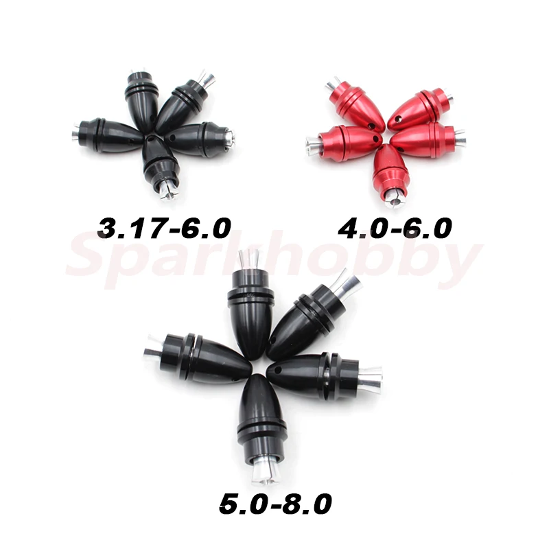 5PCS RC Motor Propeller Clip Hole diameter 3.17/4.0/5.0MM Output shaft diameter 6.0/8.0MM Aluminum Alloy Bullet Paddle Clamp