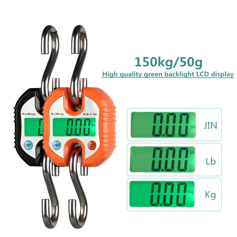 

150kg 50g Digital Hanging Scale Heavy Duty Fish Crane Scale for Luggage Weight Suitcase Hunting Farm Bike Bow Fishing Weight