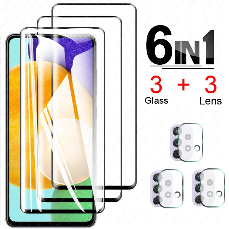 3pcs Protective Glass for Samsung A52 Screen Protector Samsun A52 Camera Lens Tempered Glass for Galaxy A52 5g A526B A525f Film