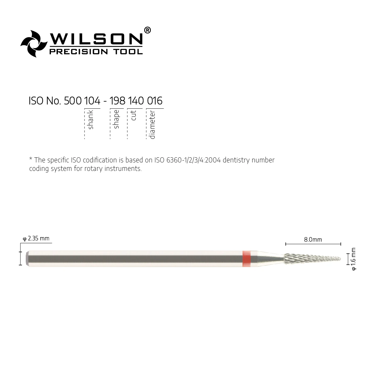 WilsonDental Burs 5000207-ISO 198 140 016 Tungsten Carbide Dental Burs for trimming Metal/Acrylic