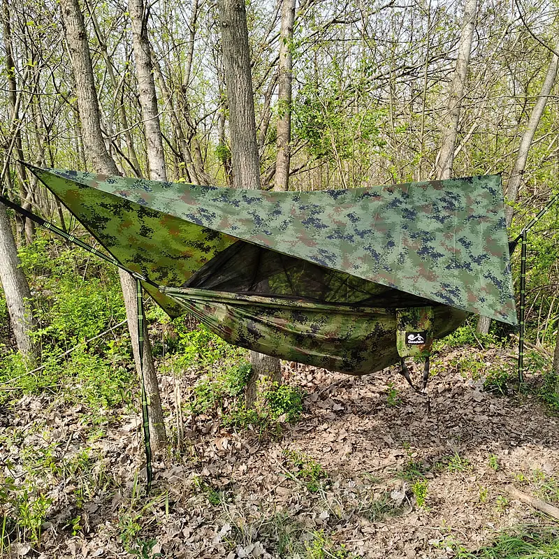 Lightweight Portable Camping Hammock and Tent Awning Rain Fly Tarp Waterproof Mosquito Net Hammock Canopy 210T Nylon Hammocks