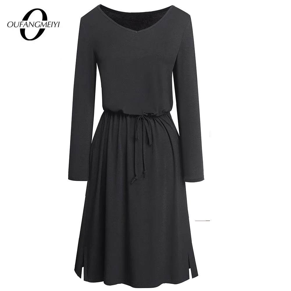 

Spring Women Elegant Floral Print String Lace Up Dresses Casual Shift Midi Dress with Pockets 1EA171