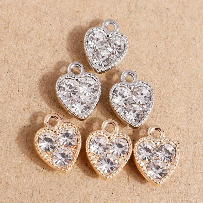 10 Stück 10*13mm süße Kristall Liebe Herz Charms für Schmuckherstellung Anhänger DIY Halskette Ohrringe Armband Zubehör Zubehör – Detail 5