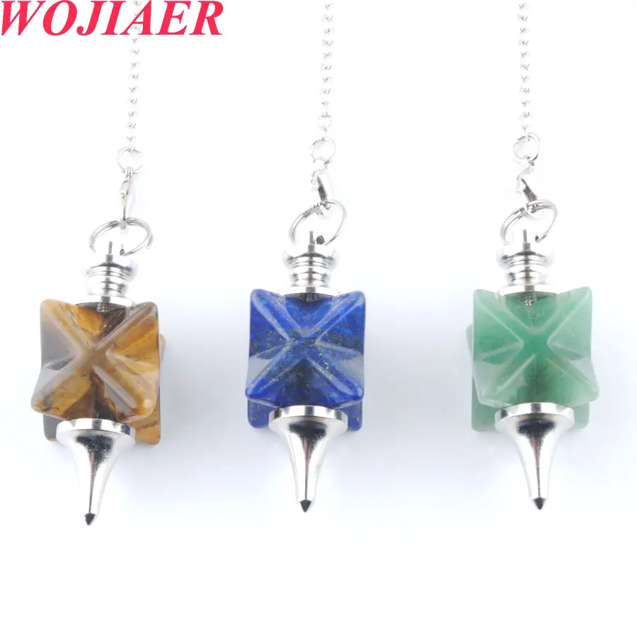 WOJIAER Natural Stone Crystal Dowsing Divining Wicca Reiki Biolocation Metaphysical Pendant BO929