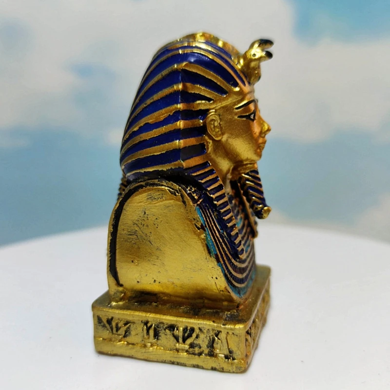 Vintage Egyptian Ancient Cleopatra Pharaoh Coffin Resin Figurine Retro Statue for Home Yoga Room Aquarium Decoration D10 21