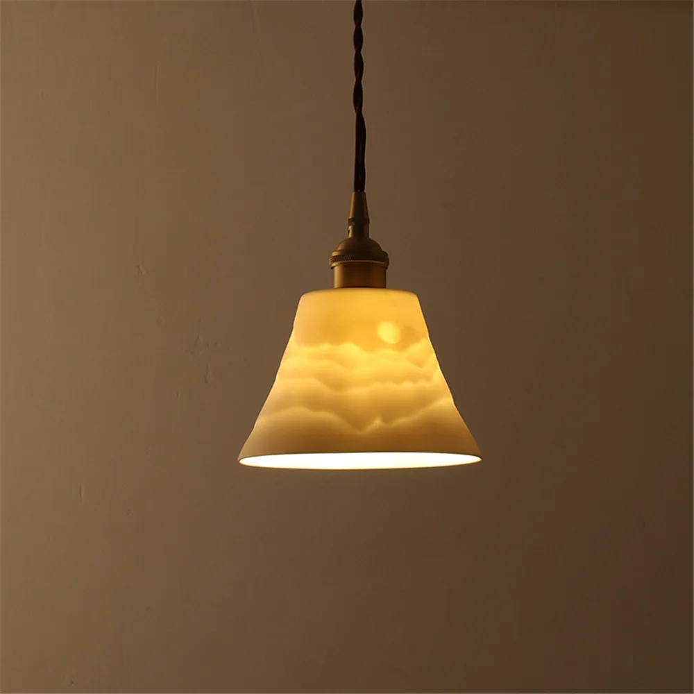 

Loft Style Antique LED Pendant Light Fixtures Retro Brass Ceramic Hanging Lamp Dining Room Bar Decor Home Lighting Luminaire