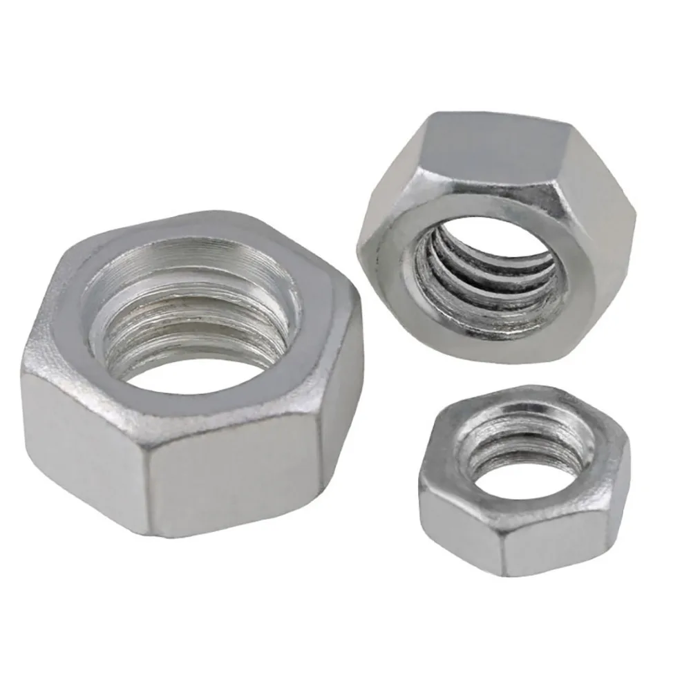 Tuercas hexagonales métricas M2, M2.5, M3, M3.5, M4, M5, M6, M8, M10, acero al carbono Chapado en Zinc blanco