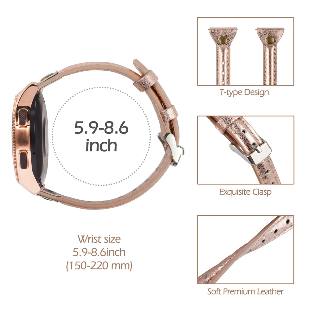 Slim Genuine Leather Watchband for Samsung Galaxy Watch 4 Classic 42mm 46mm Women Band Strap for Watch 7/6 Active 2 40mm 44mm