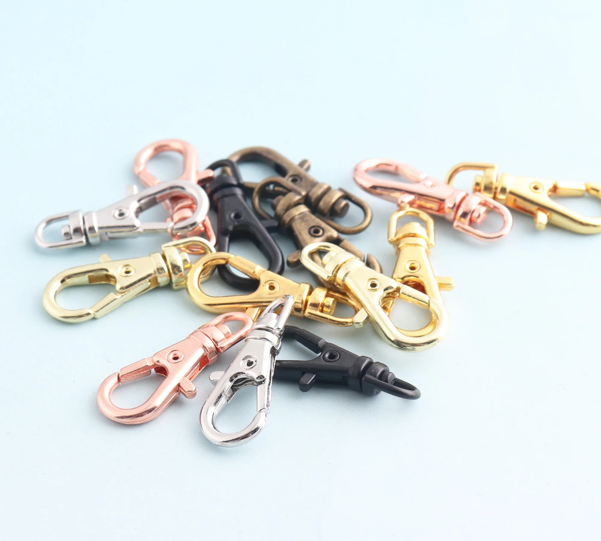 23mm Mini Swivel Clasp Rose Gold Swivel Clasp Snap Hook Metal Lobster Clasp Lanyard clasp Bag Hardware Webbing Strap Hook 50pcs