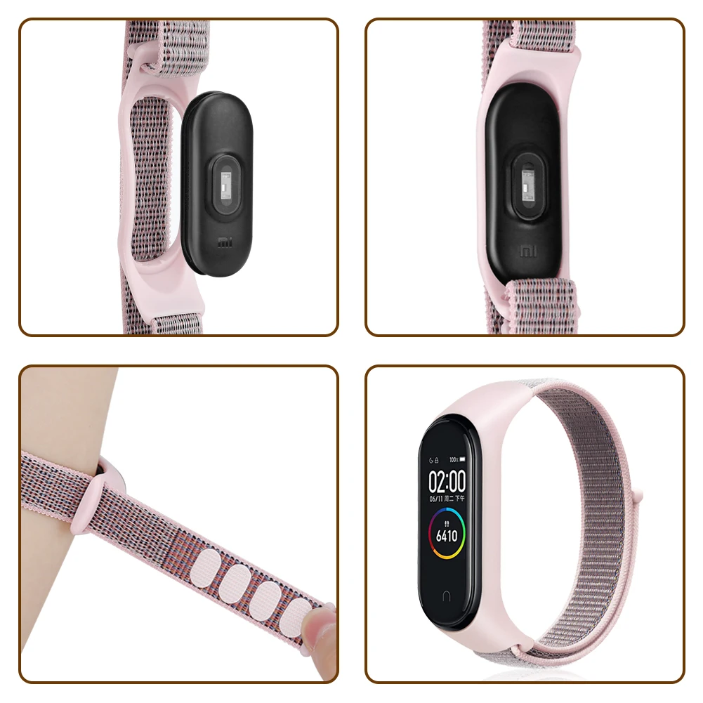 Loop Olahraga untuk Mi Band 6 5 Jam Tangan Tali Nilon Gelang Sabuk Pulsera Correa Gelang Tali Miband untuk Xiaomi Mi Band 4 3 Gelang